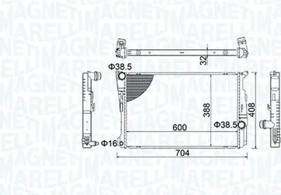 Produktbild von MAGNETI MARELLI 350213155200 Kühler Wasserkühler Motorkühler für BMW X3 (F25) X4 (F26) 4 Cabrio (F33, F83)