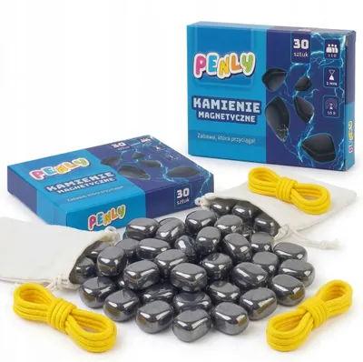 Produktbild von Magnetspiel Magnetsteine 30 Stück – magnetisches Schachspiel, Strategiespiel und Denkspiel für Kinder und Erwachsene, mit Schnur und Beutel