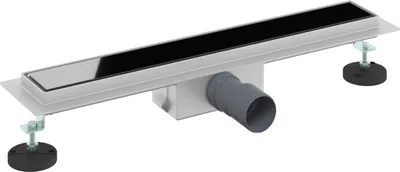 Obrázek produktu pro vidaXL Sprchový odtok se skleněným krytem Černý 50 cm Nerezová ocel 304