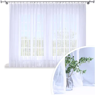 Produktbild von Transparenter Voile Vorhang Weiß 500x170 cm, glatt, mit Gardinenband