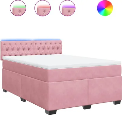 Obrázok produktu pre vidaXL Boxspring posteľ s matracom Pink 140x190 cm Velvet