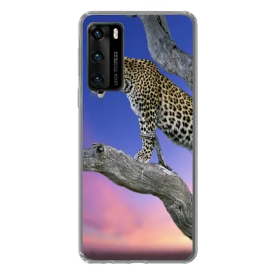 Produktbild von MuchoWow® Handyhülle Schutzhülle Hülle für Huawei P40 Leopard - Baum - Zweig Silikon Softcase Handy Hülle - Handytasche