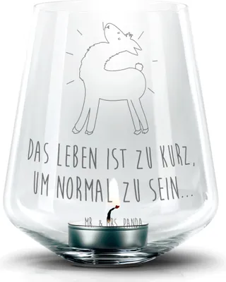 Produktbild von Mr. & Mrs. Panda Laterne Lama Stolz - Transparent - Geschenk, Kerzenhalter Glas, Teelichthalter, Familie, Neustart, Freundin, Freundinnen, Beste, Family, Windlicht