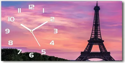 Produktbild von Wanduhr aus Glas – 60x30 cm - Glasbild - Glasuhr - Gehärtetes Glas - weisse-zeiger - Eiffelturm Paris