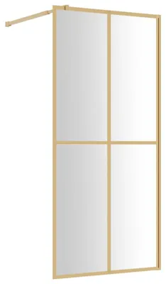 Imagen del producto de vidaXL: Mampara de ducha para cabina, con vidrio templado transparente dorado, 90x195 cm