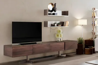 Produktbild von Modernes RTV Lowboard Sideboard Holzmöbel Edelstahl Wohnzimmer Braun Neu
