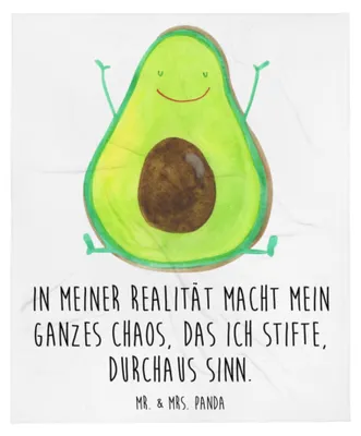 Produktbild von Mr. & Mrs. Panda Plaid Avocado Glücklich - Weiß - Geschenk, Sofaüberwurf, Kuscheldecke, Tagesdecke, Chaos, Gesund, Chaotisch, Sofadecke, Decke, Freude