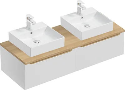 Produktbild von Doppelwaschtisch 120cm Livia mit 2 Schubladen, Weiß