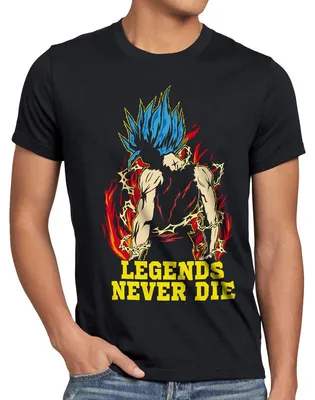 Produktbild von Legends Never Die - Goku Blue God Modus Herren T-Shirt Anime Sayajin Son Krieger Schwarz