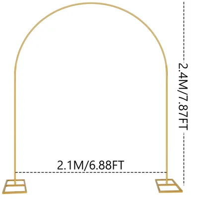 Image de Arche de mariage en métal - Structure pour arche de fleurs - 2,1 x 2,4 m - Support pour décorations florales et ballons - Or
