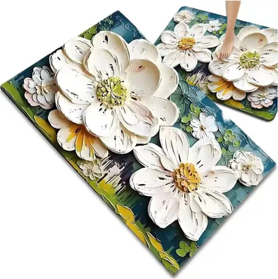 Produktbild von EDIBAZZAR | Rutschfeste Badematte mit Blumen 40x60 cm