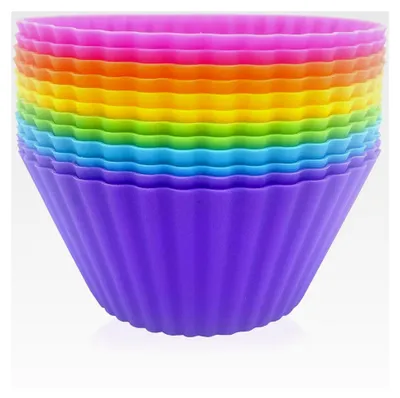 Produktbild von Silikon Muffinform, Wiederverwendbare Muffinförmchen, 6 Farben, 12 Stück