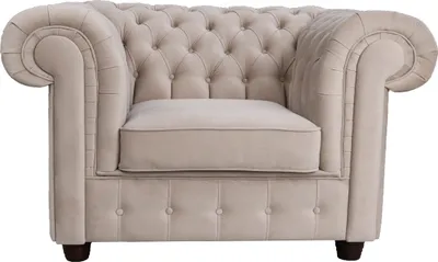 Produktbild von Chesterfield Sessel "Empire" aus Samtstoff – 125x76x100 cm – Vintage Look, Knopfheftung, Massivholzfüße