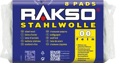 Produktbild von RAKSO Stahlwolle Pads Sorte 00 Fein 1 x 8 Stück