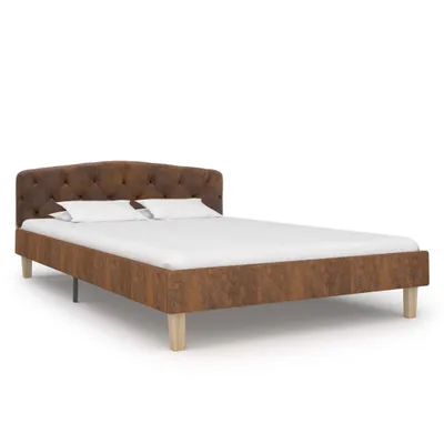 Image de vidaXL Sommier brun aspect daim 120x200 cm