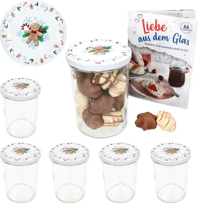 Zdjęcie produktu dla zestaw 6 kieliszków do przetworów 435 ml + pokrywka TO 82 Candyman ice blue + książeczka