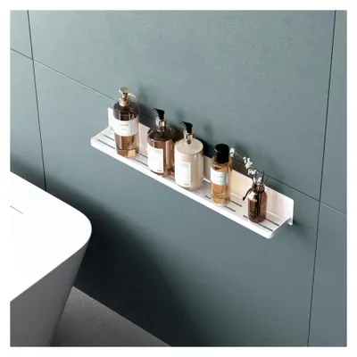 Produktbild von Duschablage ohne Bohren, magnetisches Duschregal, selbstklebende Badezimmerablage zur Wandmontage 60 cm Weiß