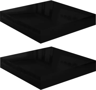 Image de vidaXL Étagères murales flottantes 2 pcs. Noir brillant 23x23,5x3,8cm MDF