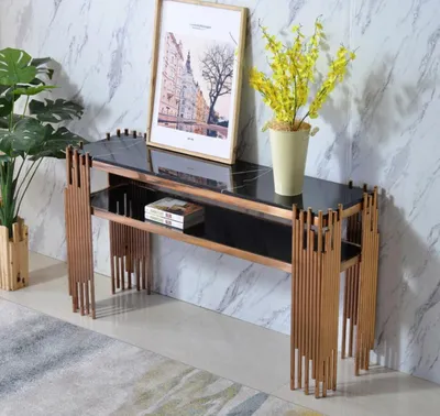 Image de Designer Console Table Bois Console de Luxe Tables Console Or-Noir Nouveau