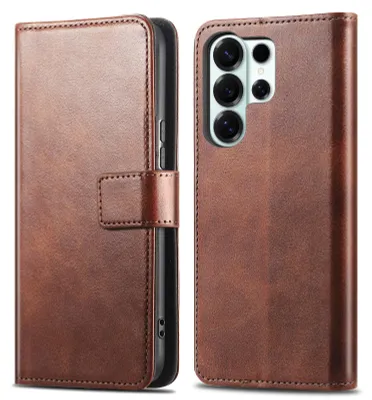 Imagen del producto de Funda Tipo Libro de Lujo para Samsung Galaxy S26 Ultra - Marrón oscuro