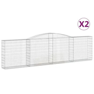Productafbeelding van vidaXL Gabionen met hoge boog, 2 stuks, 400x30x100/120 cm, verzinkt staal