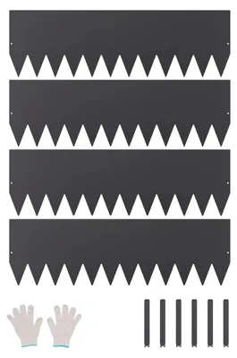 Productafbeelding van VEVOR Graskant, set van 4, 1016 x 304,8 x 1,5 mm, roestbestendige metalen border. Eenvoudig te monteren, geschikt als bedelbegrenzer of voor het afscheiden van een tuinpad. Kleur: zwart