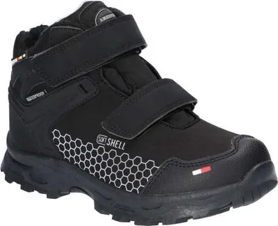 Produktbild von American Club Hl2623 Kinder Winterstiefel Softshell mit Klettverschluss | Gefüttert mit Fleece | Wasserdicht, Rutschfest & Warm | hochwertig Winterschuhe Schwarz 34