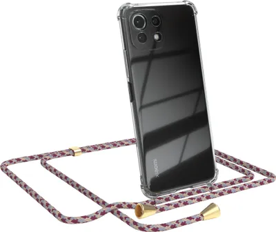 Produktbild von EAZY CASE Handykette kompatibel mit Xiaomi Mi 11 Lite / 5G / 11 Lite 5G NE, Handyhülle mit Umhängeband, Handykordel, Schutzhülle Clear, Band in Rot
