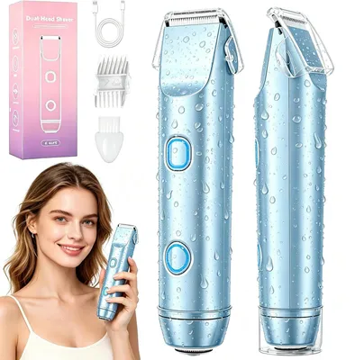 Produktbild von 2 in 1 Rasierer Damen Bikini-Trimmer für Frauen Intimrasierer für Frauen Elektrisch für Körper Nass und Trockengebrauch Lady Shaver Wiederaufladbarer Blau