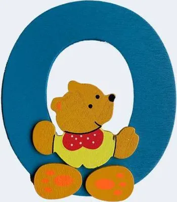 Produktbild von Holzbuchstabe O mit Bär-Motiv, 8 cm