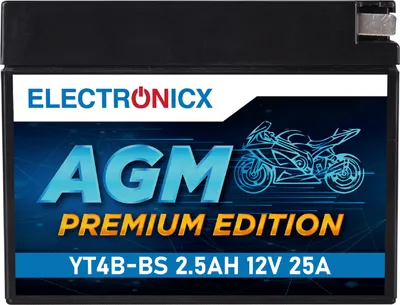 Immagine prodotto di Batteria elettronica per moto YT4B AGM – 12 V, 2,3 Ah, esente da manutenzione, a lunga durata, elevata potenza di avviamento