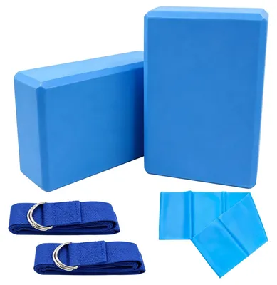 Produktbild von Yogablock Set Yogaziegel Pilatesblock - 2 Blöcke - EVA-Schaum - 23 x 15 x 7,5 cm - Mit Gurt
