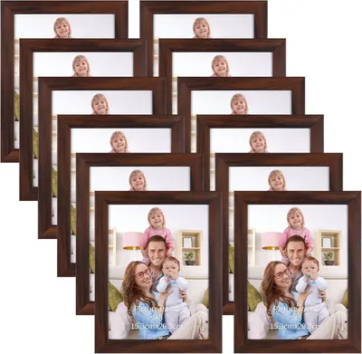Zdjęcie produktu dla Ramki do zdjęć 15 x 20 cm, zestaw 12 sztuk, brązowe, na ścianę lub stół