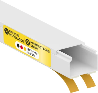 Produktbild von Kabelkanal aus hochwertigem PVC weiß Selbstklebend 2m - 1 Stück - 25x16mm