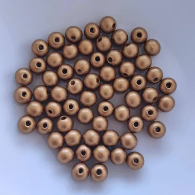 Immagine prodotto di Perline di legno, rotonde, 60 pezzi, 10 mm, oro