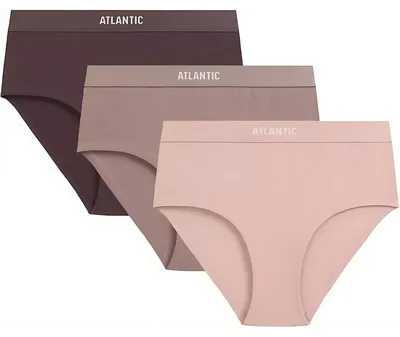 Zdjęcie produktu dla Majtki damskie, model Maxi, Atlantic, 3 sztuki, kolor różowo-brązowy, komfortowy krój, bawełna, rozmiar L