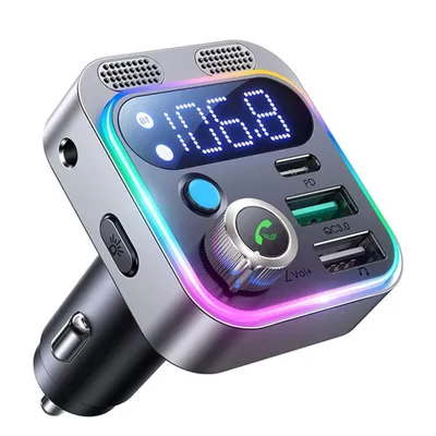 Produktbild von Bluetooth 5.3 FM-Sender 4-Port-USB-Autoladegerät Typ C PD 250 W Schnellladeadapter für Huawei OPPO Oneplus