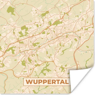 Produktbild von MuchoWow® Poster Wuppertal - Karte - Stadtplan - Vintage 100x100 cm - Babyzimmer
