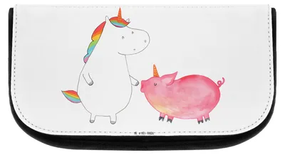 Produktbild von Mr. & Mrs. Panda kosmetiktäschchen Einhorn Schwein - Weiß - Geschenk, Schweinchen, Freundin, aufbewahrungstasche, Unicorn, Waschbeutel, schmink organizer, Kulturtasche