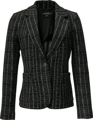 Produktbild von comma Blazer aus weichem Bouclé-Jersey mit kariertem Muster und aufgesetzten Taschen