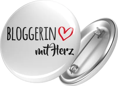Produktbild von Huuraa Button Bloggerin mit Herz 25mm rund mit Sicherheitsnadel Ansteckbutton Geschenkidee
