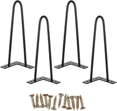 Produktbild von Famanu Tischbeine 30 cm - Set aus 4 schwarzen Metallbeinen für Möbel