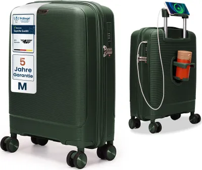 Produktbild von 4FLY Leichter Hartschalen Handgepäck Koffer M 55×37×20 cm (35L) - mit TSA Schloss, USB Anschluss und 4 Spinner Rollen