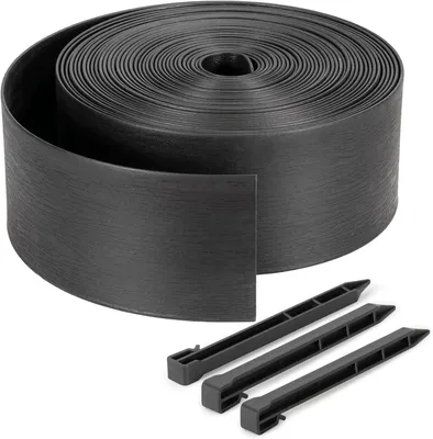 Zdjęcie produktu dla Obrzeże trawnikowe 20 m, 13 cm, 40 kotwic, tworzywo sztuczne, czarny, do ogrodu i ścieżek