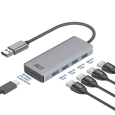 Obrázok produktu pre ACT AC6121, USB 3.2 Gen 1 (3.1 Gen 1) Type-A, USB 3.2 Gen 1 (3.1 Gen 1) Type-A, 5000 Mbit/s, Hliník, Hliník, 0,12 m