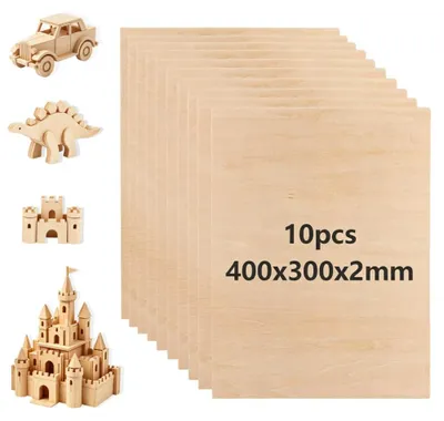 Obrázek produktu pro 10 kusů balsy, dřevěná deska, 400 x 300 x 2 mm, vhodná pro tvoření