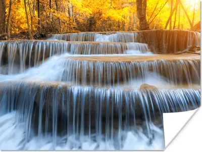 Produktbild von MuchoWow® Poster Wasserfall - Natur - Bäume - Herbst - Landschaft 160x120 cm - Foto Plakat