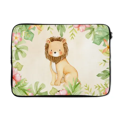 Produktbild von MuchoWow® Laptop Hülle 14 ZollLöwe - Dschungel - Aquarell Laptoptasche - Laptoptasche - Stoßsicher - Schutzhaube