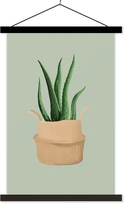 Produktbild von MuchoWow® Textilposter Pflanzen - Aloe Vera - Blumentopf 120x180 cm mit schwarzem Rahmen - Fotos