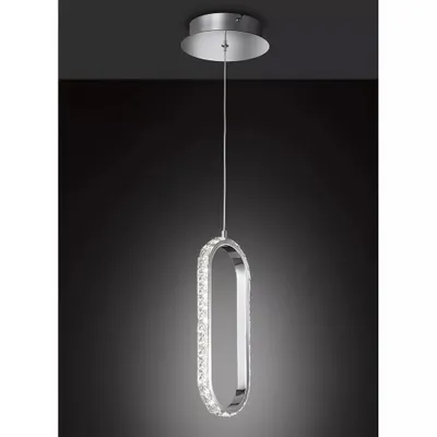 Productafbeelding van Wofi LED hanglamp Harley, chroom, 12W, 1100lm, warmwit (3200K), kristaloptiek, dimbaar in 3 stappen, lengte instelbaar